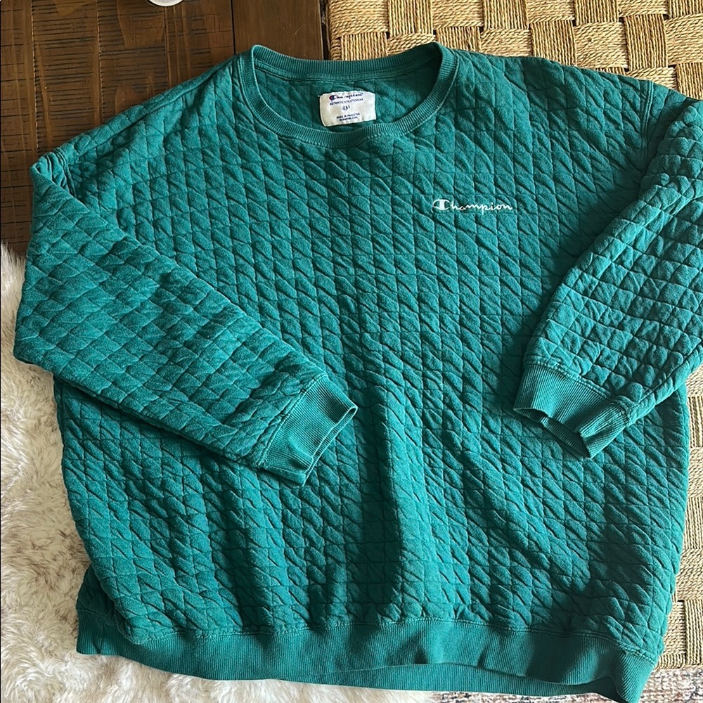 Champion Green Crewneck Quilted Sweater